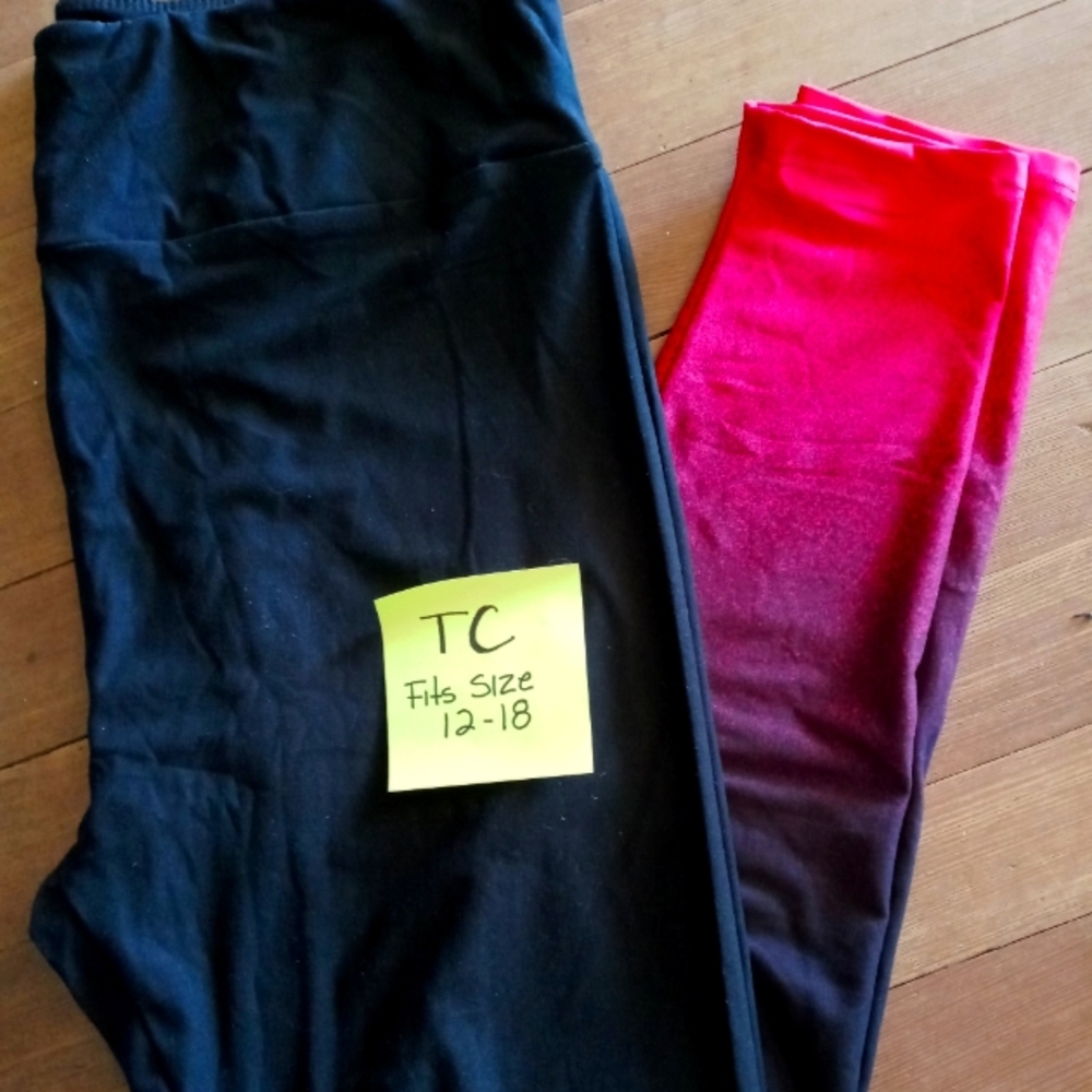 LuLaRoe Ombre Red to Black High-Rise Leggings